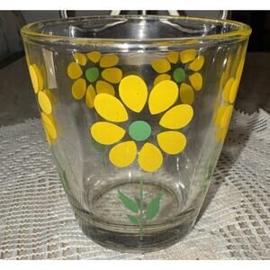 Small Vintage Flower Glass Old Sour Cream Container 1/2 Pint